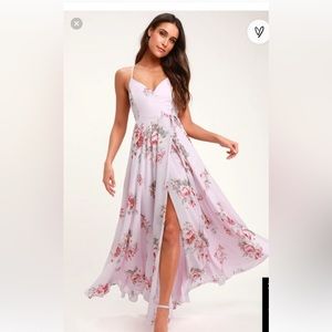 Lulus floral wrap dress floor length wedding guest dress party dress size large
